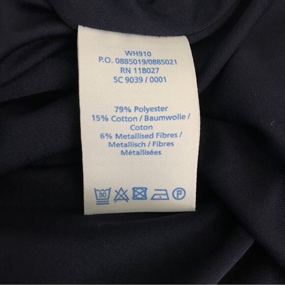 Boden Dress Gold Metallic & Navy Blue Knitted Polka Dot Knee Length - Picture 8 of 8